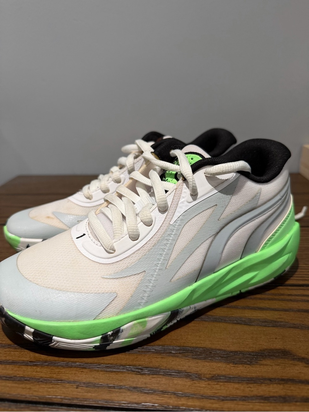 Puma Kids Sneakers White Black Lime Green - Picture 3 of 3